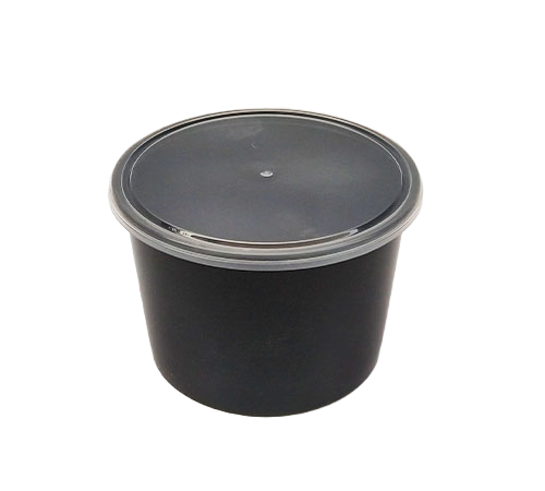Black Round Container – Large & Durable Food Storage Solution 1200 ml