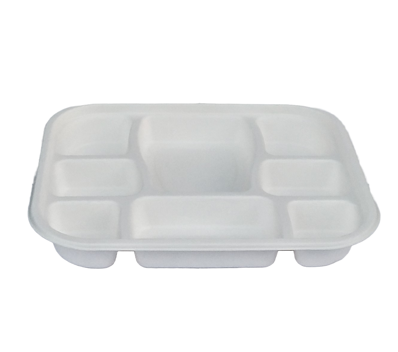 8-Portion White Meal Serving Tray – Durable & Convenient for Meal Presentation