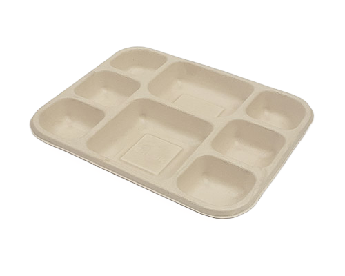 8-Portion Brown Bagasse Meal Tray – Eco-Friendly & Convenient for Food Serving