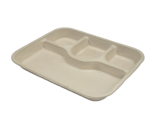 4-Portion Brown Bagasse Meal Tray – Eco-Friendly & Versatile for Organized Food Serving