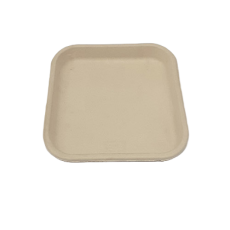 11-Inch Brown Square Bagasse Plate – Eco-Friendly & Sturdy Disposable Tableware