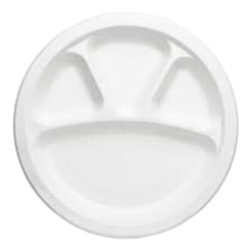 12-Inch Round 4-Compartment Bagasse Plate – Eco-Friendly & Compostable