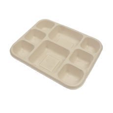 8-Portion Brown Bagasse Meal Tray – Eco-Friendly & Convenient for Food Serving