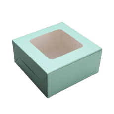 Pastel Green Window Cake Box 8x8x5 Inches – Stylish & Convenient Packaging