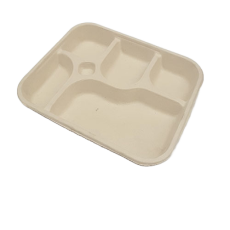 5-Portion Brown Bagasse Serving Tray