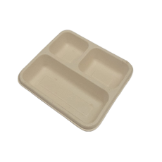 3-Portion Brown Mini Meal Tray – Eco-Friendly, Compact & Practical for Food Serving